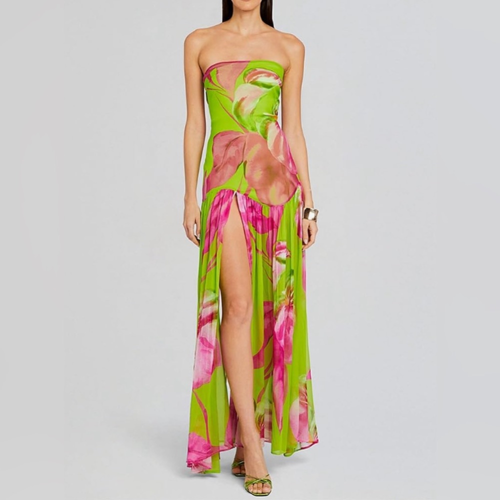 Green Print Mesh Dress (NWOT)
